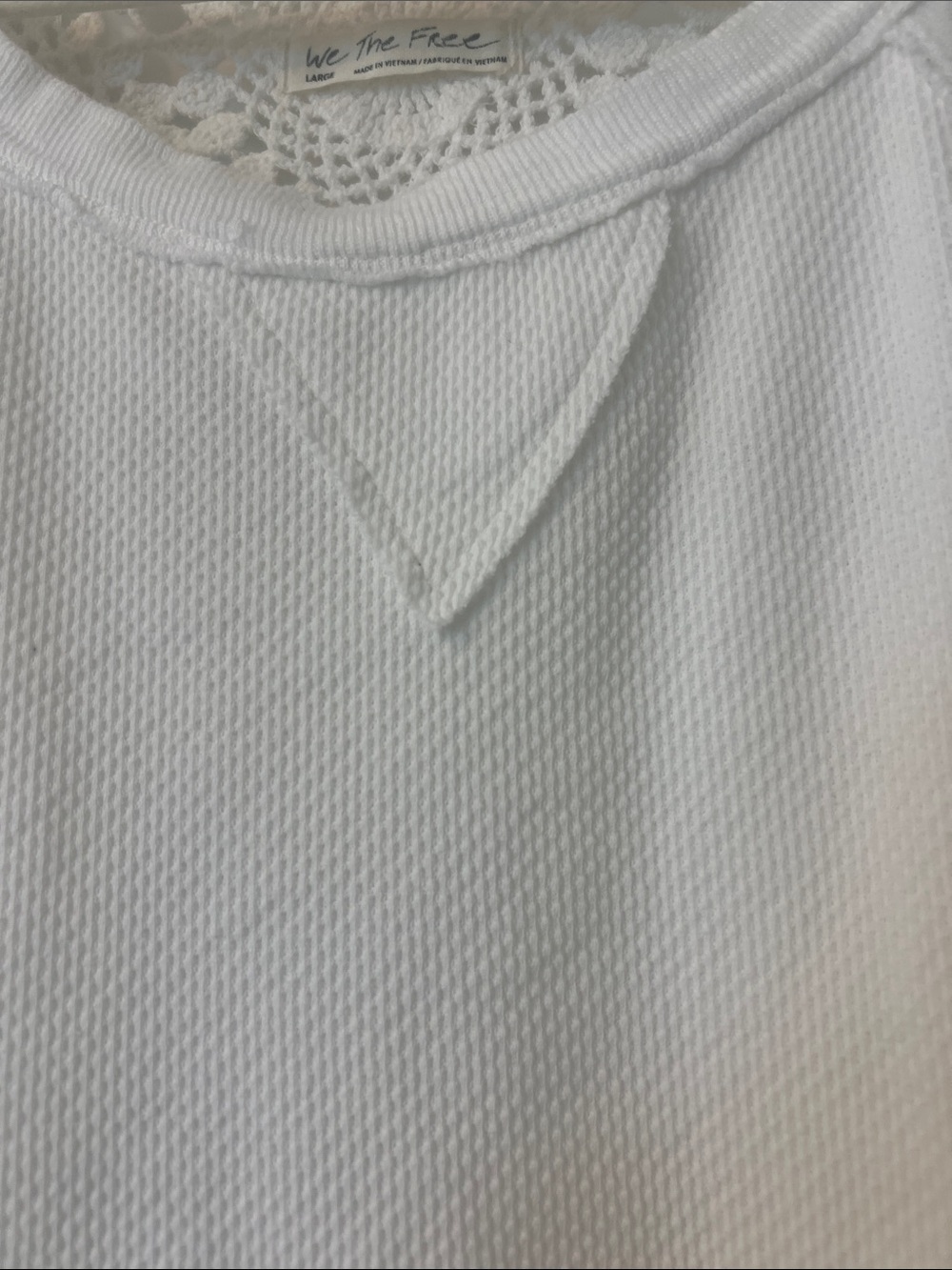 Like New We The Free Cream Crochet-Back Long Sleeve size L - Picture 4 of 12